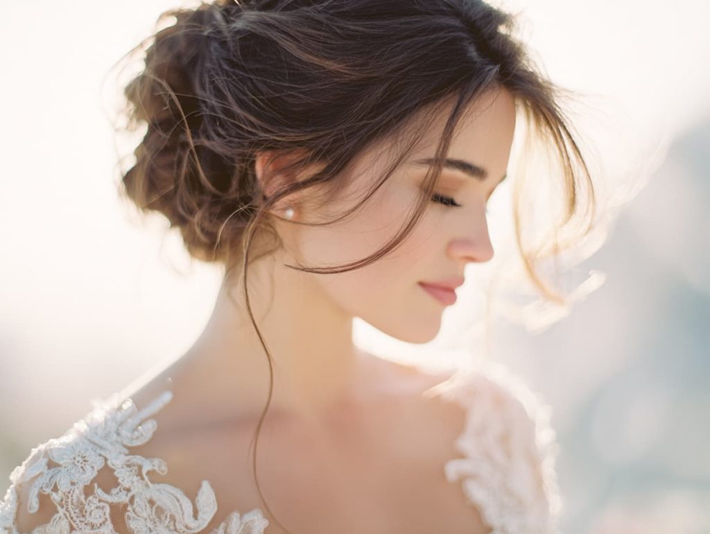 Gelin saç modeli, doğal zarafet, modern minimalist düğün saç trendleri